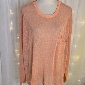 Easel Coral Long Sleeve Knit Top